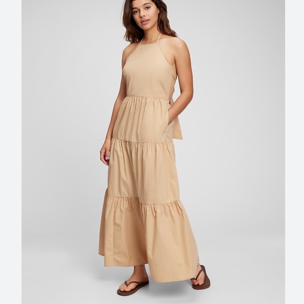 GAP Tie back halter maxi dress Size 10 New with tag Sand beige color